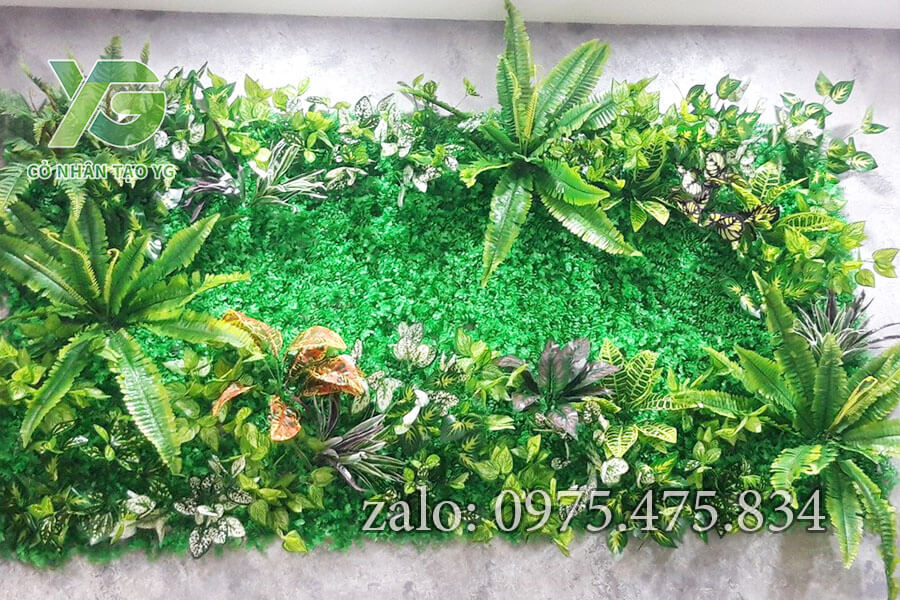 Tường cây giả YG thi công hoàn thiện