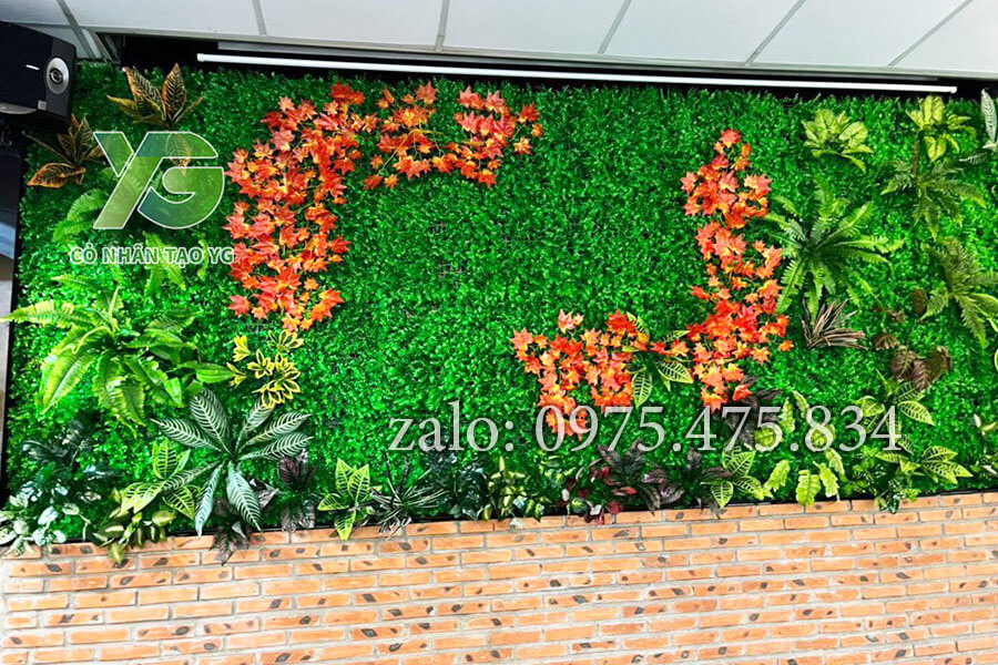 Tường cây giả YG thi công hoàn thiện