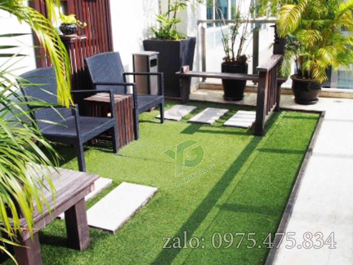 Cỏ nhân tạo sân thượng xanh mát
