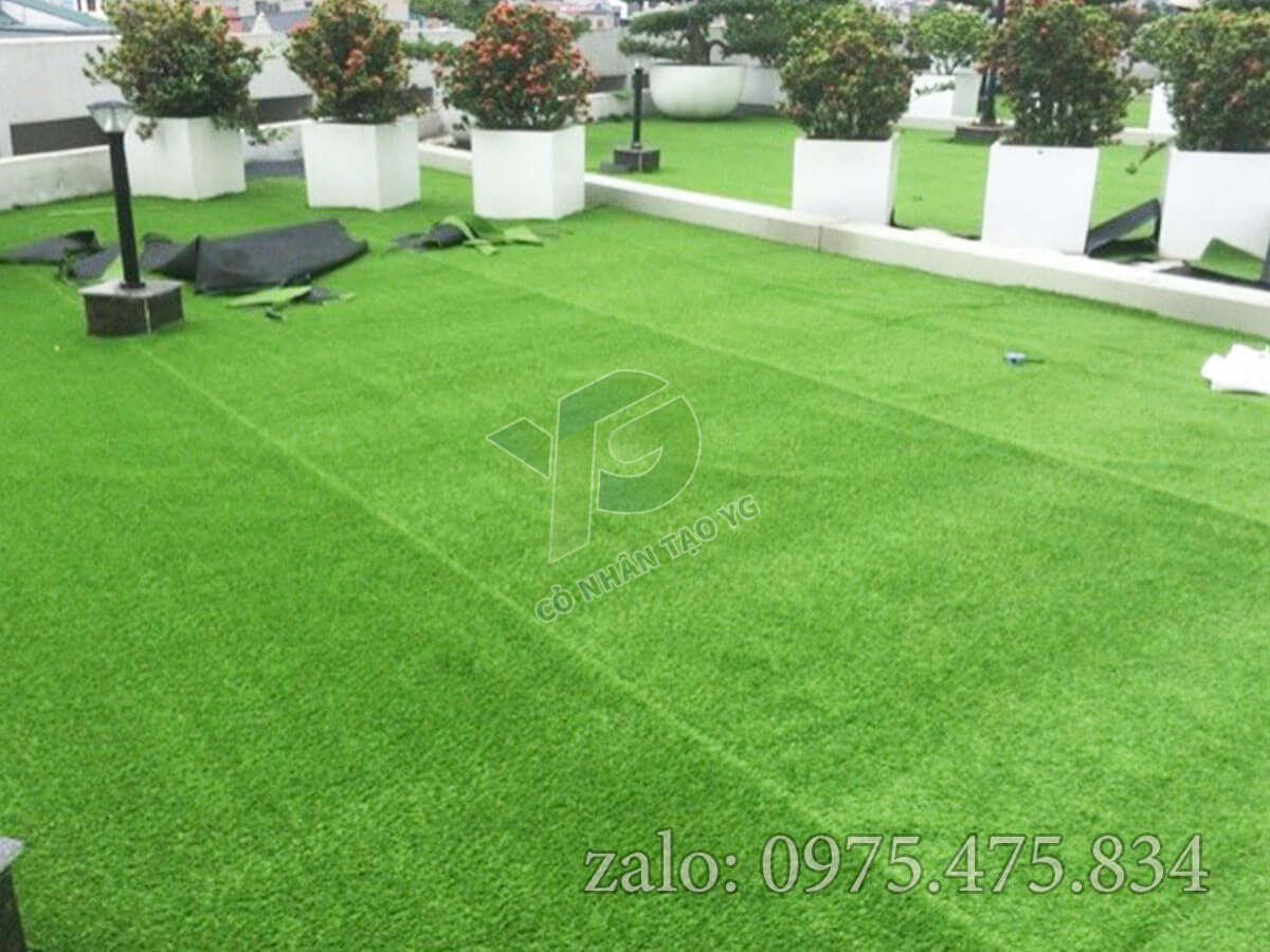 Cỏ nhân tạo sân thượng xanh mát