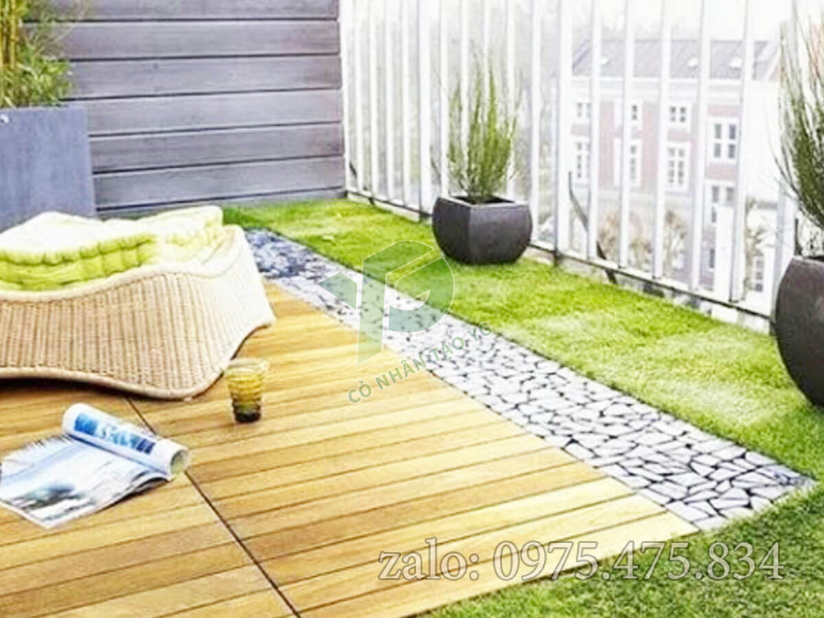 Cỏ nhân tạo sân thượng xanh mát