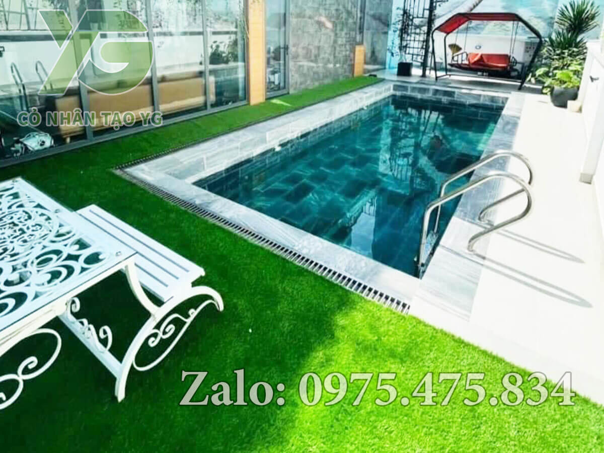 Cỏ nhân tạo Bình Dương trải Hồ Bơi