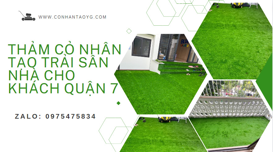 Thảm cỏ nhân tạo trải sân nhà cho khách quận 7
