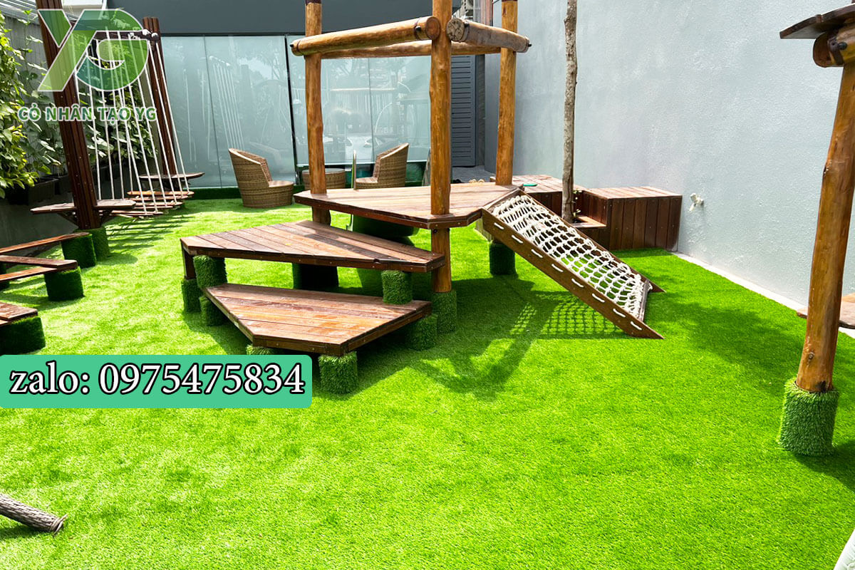Cỏ nhân tạo 4cm cao cấp trải trường học