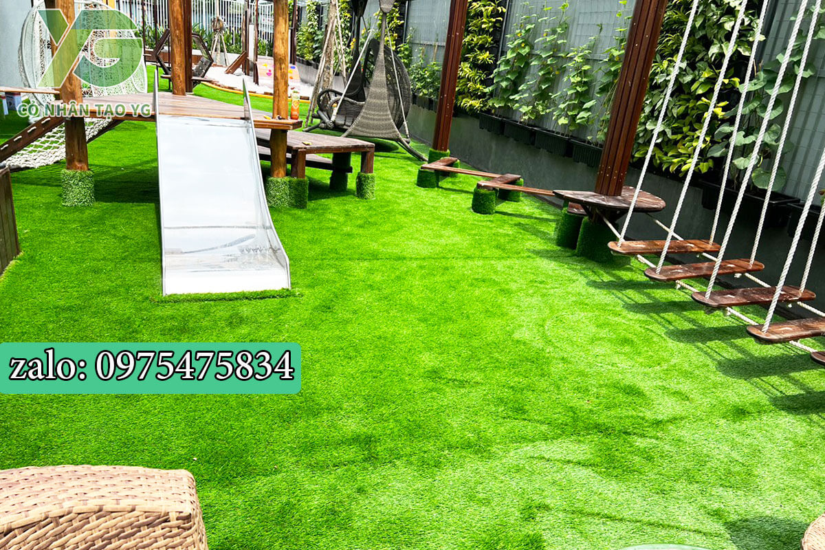 Cỏ nhân tạo 4cm cao cấp trải trường học