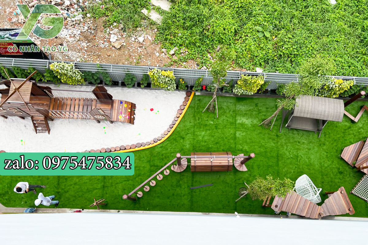Cỏ nhân tạo 4cm cao cấp trải trường học