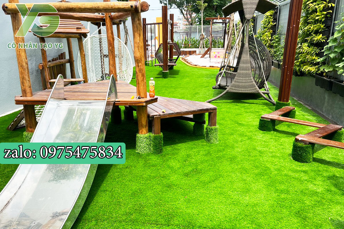 Cỏ nhân tạo 4cm cao cấp trải trường học