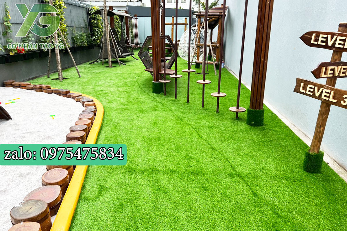 Cỏ nhân tạo 4cm cao cấp trải trường học