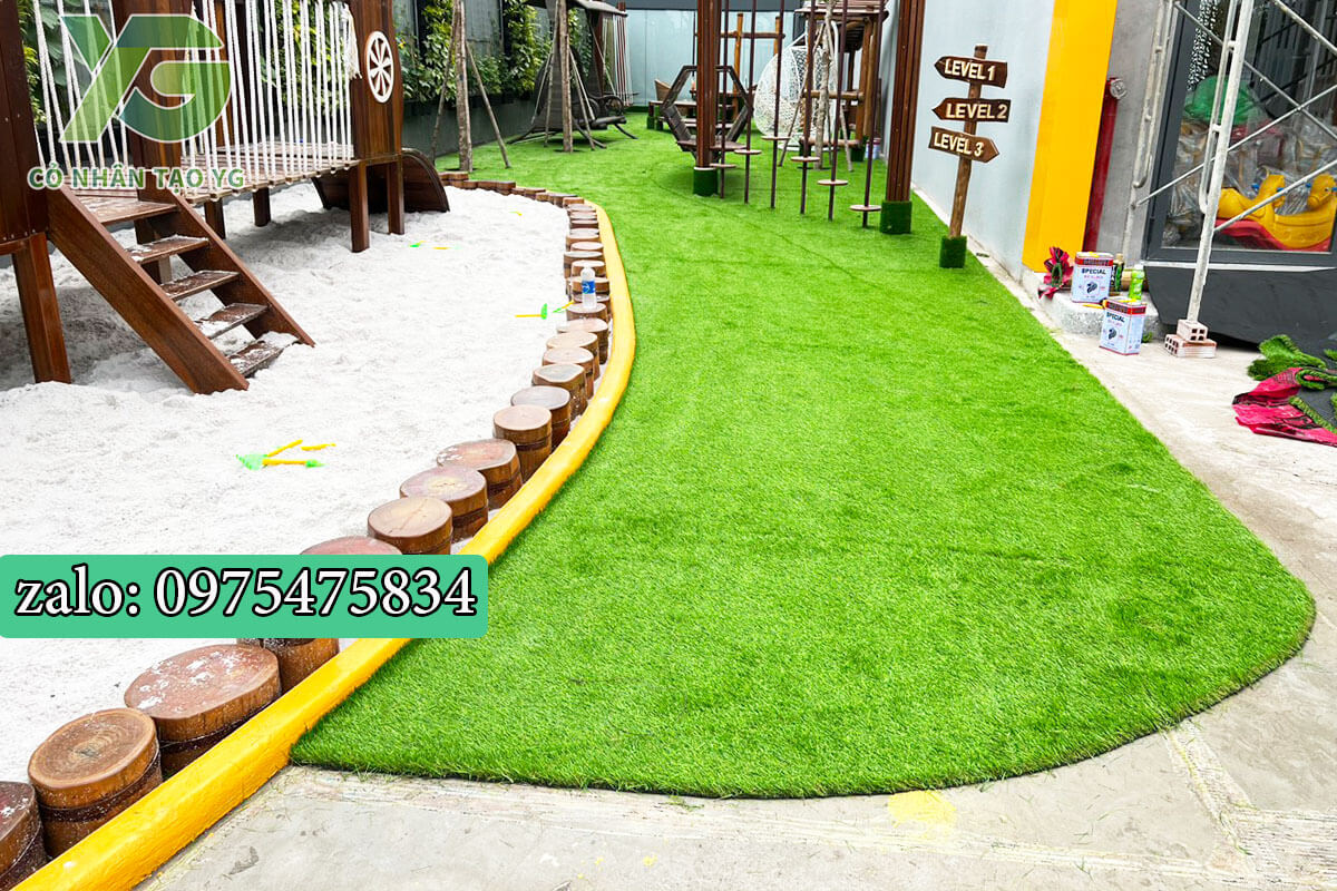 Cỏ nhân tạo 4cm cao cấp trải trường học