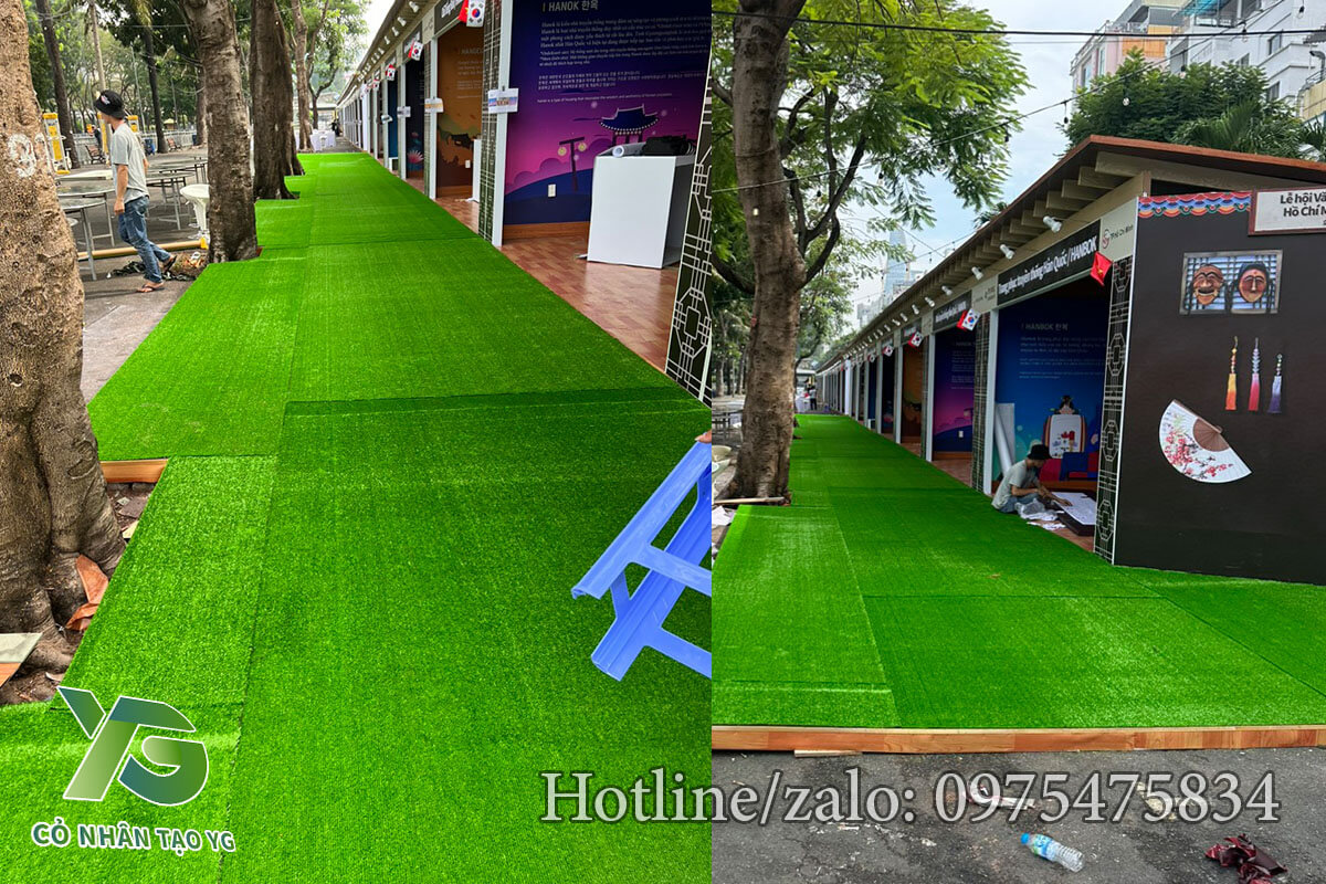 Thảm cỏ nhân tạo 1cm tốt trải sự kiện
