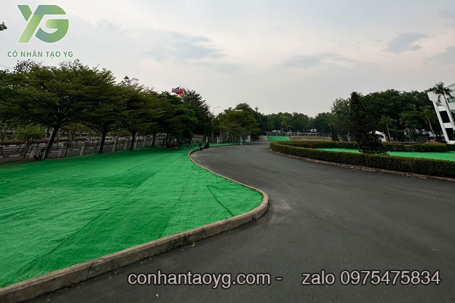 Thảm cỏ nhân tạo giá rẻ trải khu công nghiệp